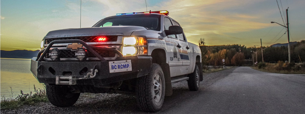 RCMP truck and sunset