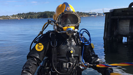 Diver emerging from the water