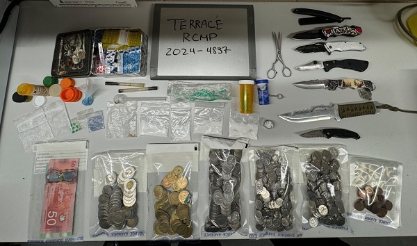 Various trafficking items including cash, weapons, drugs