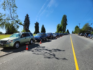 vehicles lined up waiting to be engraved 