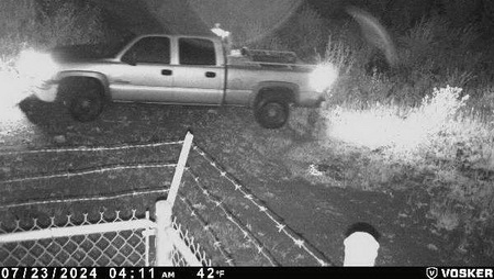 Photo of the driver’s side of the suspect truck