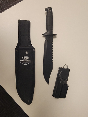 Picture of a knife and home made taser seized from youths