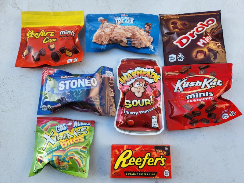 Counterfeit cannabis-laced edibles, including chocolate bars, candies and potato chips with packaging resembling popular name-brand candy bars