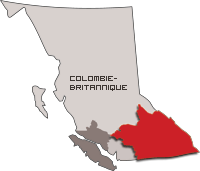 Carte de la C.-B. désignant le District du Sud-Est en rouge.