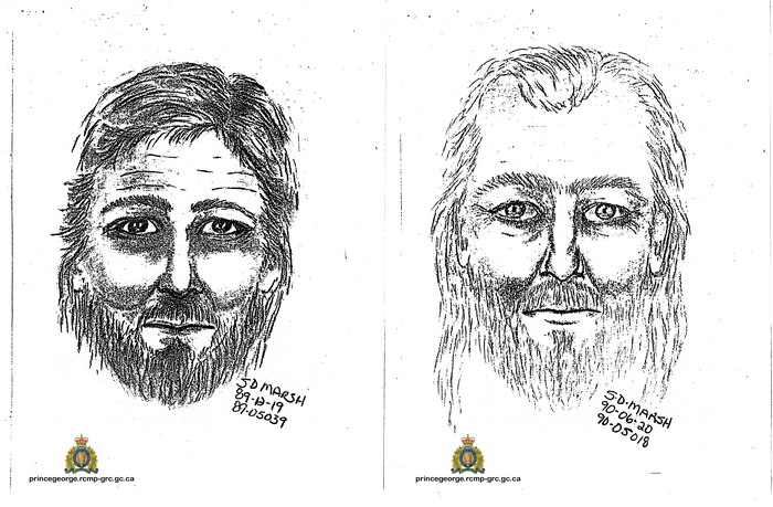 Sketches of the suspect as described by witnesses in 1989 & 1990.