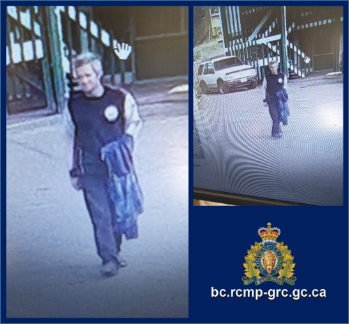 Two images pulled from video surveillance of the unknown male suspect;