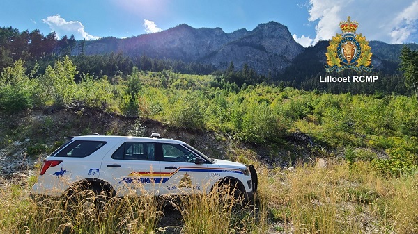 RCMP vehicle with view of mountains in background