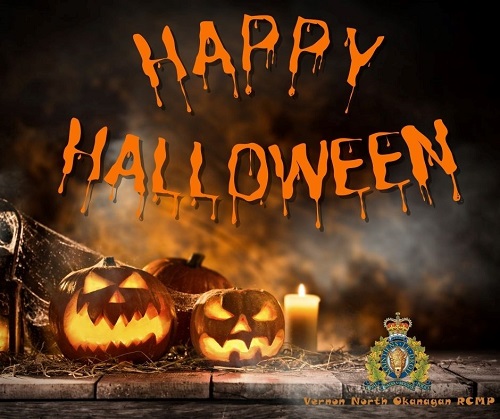 photo of jack o lantern and happy halloween in text