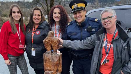 Totem Pole being returned to kʷikʷəƛ̓əm (Kwikwetlem) First Nation by Coquitlam RCMP