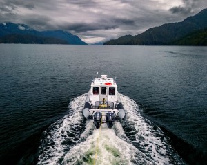 Prince Rupert Coastal Boat on the water with mountains in the background