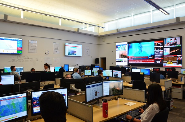 RCMP employees working on computers in the Division Emergency Operation Centre