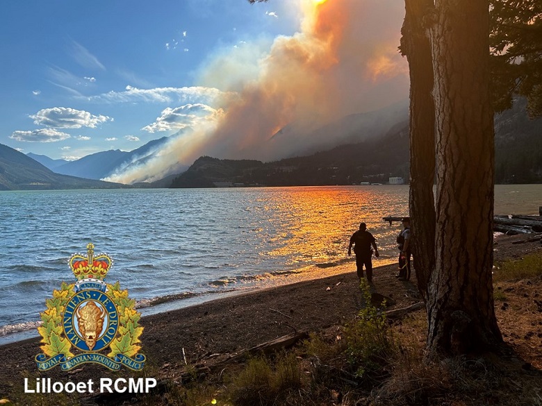 View of Casper Creek wildfire from Seton Lake.