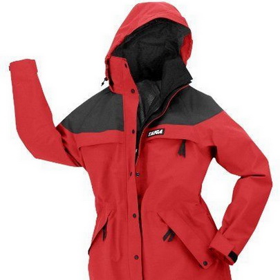 Photo of  Taiga branded jacket, red, stock image