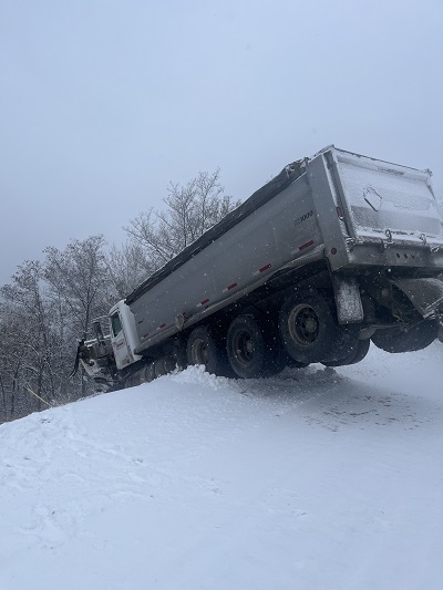 Collision in Trail during November winter driving conditions.