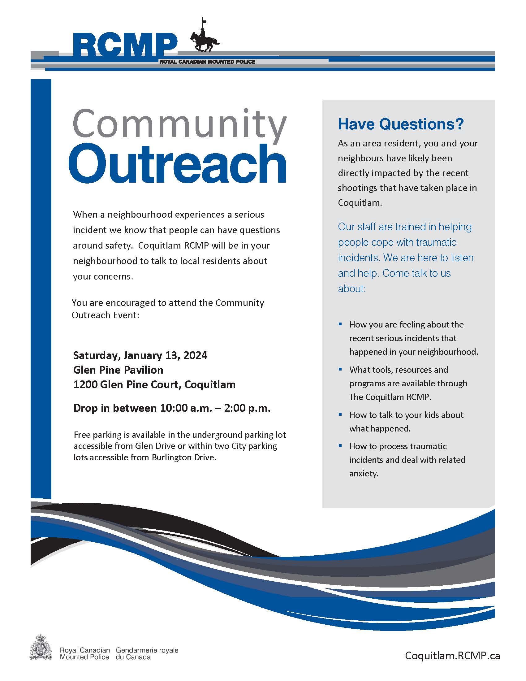 Coquitlam RCMP - Community outreach event following shootings